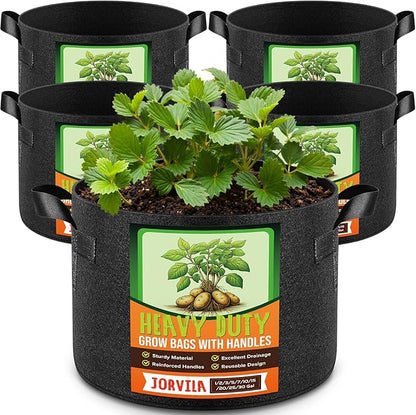 5 Pack 30 Gallon Grow Bags, Thickened Nonwoven Fabric Planter Pots with Handles, Heavy Duty 300G Garden Pots for Tomato, Potato and Vegetable