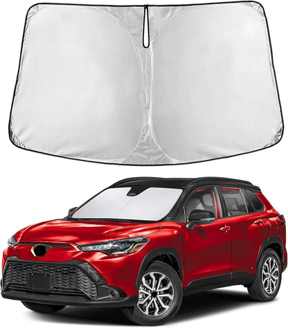 EcoNour Windshield Sunshade Compatible for Toyota Corolla Cross 2022-2024 2025 2026, Sun Visor for Front Windshield & Window Sun Shade Cover, UV Heat Blocker & Protector, Car Accessories