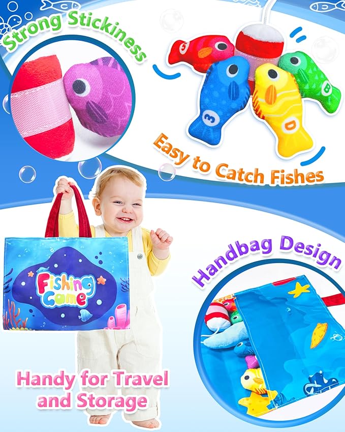 Montessori Toys for 1 Year Old, Toddler Fishing Game with Stacking Cups, Learning Educational Toys for 1 2 Year Old Boy Girl Birthday Gifts, Baby Toy 12-18 Months, Sensory Sorting Toy for Toddlers 1-3