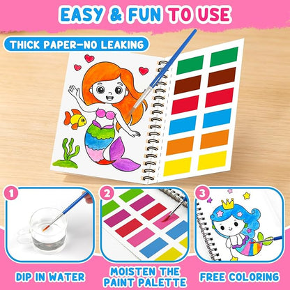 ZMLM 24 Water Coloring Books for Kids Party Favors - Bulk Mini Coloring Books for Kids Ages 4-8,Small Birthday Goodie Bag Stuffers School Teacher Return Gift Art Crafts Classroom Prizes (Mermaid)
