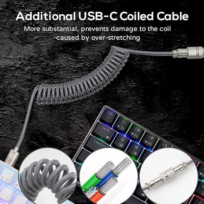 RK ROYAL KLUDGE RK61 Wireless Mechanical Keyboard, 60% Percent RGB, White | Hot Swappable Gaming Keyboard with Bluetooth/2.4G/USB, 61 Keys Ultra-Compact for Win/Mac/PC, Coiled Cable, Linear Red Switch