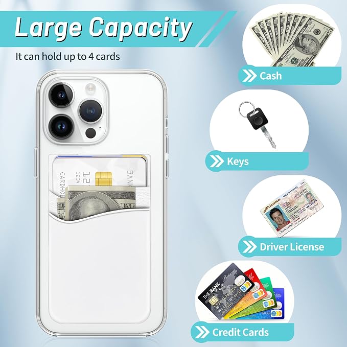 SHANSHUI Phone Card Holder, Silicone Phone Wallet Stick on Credit Card Holder Pocket for Almost All Smartphones (Black/3pcs)
