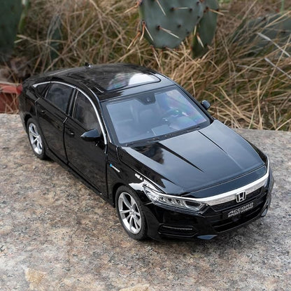 WAKAKAC Toy Cars Compatible for 1:24 Accord Model Cars, Pull Back Die-cast Vehicles with Sounds＆Lights for Kids Boys Girls and Adults, Gift Black