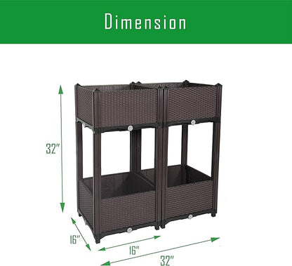 D'vine Dev Raised Beds - Elevated Garden Box with Drainage Plug, Standing Planter Beds for Vegetable/Flower/Herb Gardening Kit, RGB-4