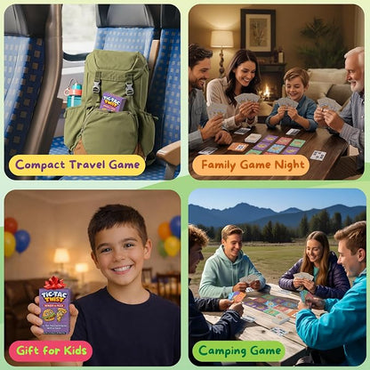 Tic Tac Twist Family Card Game for Kids, Teens & Adults | Quick & Easy Strategy Game for Game Night | Burger vs Pizza Tic Tac Toe with Fun Action Cards | Ages 8+ | 2-4 Players | 10-20 Min