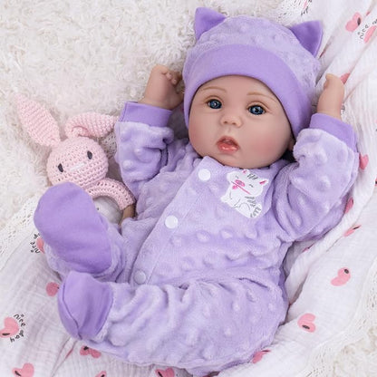 Milidool Lifelike Reborn Baby Dolls Girl-18 inch Realistic Newborn Baby Dolls for Kids Age 3 +,Purple Clothes