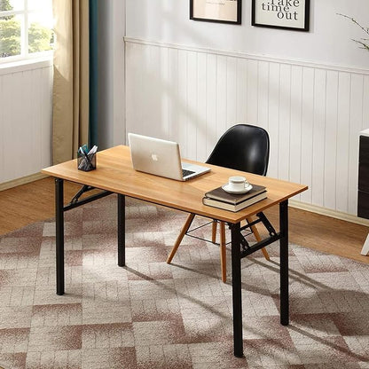 Need Office Computer Desk - 47.2L Sturdy and Heavy Duty Folding Laptop Table,Writing Table/Home Office Desk/Sewing Table,No Assembly Required (Teak Color) AC5BB12060 | Black Frame Writing Gaming Work Table/Foldable Home Office Desk/Sewing Table, No Ass...