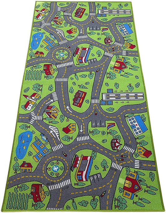 Kids Rug Carpet Playmat City Life Learn Have Fun Safe, Children's Educational, Road Traffic System, Multi Color Activity Centerpiece Play Mat! for Playing with Cars for Bedroom Playroom