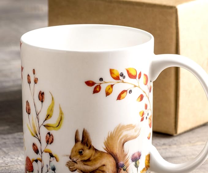 Maison d' Hermine Coffee Mug with Handles Tea Cups (12 Ounce, Pack of 1) | Fine Bone China Coffee Mugs for Hot Beverages Cappuccino Latte Home Restaurant Hotel Spring Summer -Sous-Bois - Sous-Bois