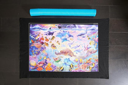 Buffalo Games Roll-Up Puzzle Mat - 2000 Piece, Jumbo - Durable Felt Board for Secure Piece Grip - Storage Tube & Folding Mat for Compact Organization - Portable Puzzle Board for On-the-Go Setup