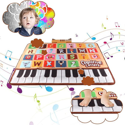 Bluejay Baby Piano Mat, Musical Keyboard Learning Toys with 26 Letters, Electronic Music Animal Touch Play Mat Toddler Toys Gifts for Boys and Girls 1 2 3 Year Old