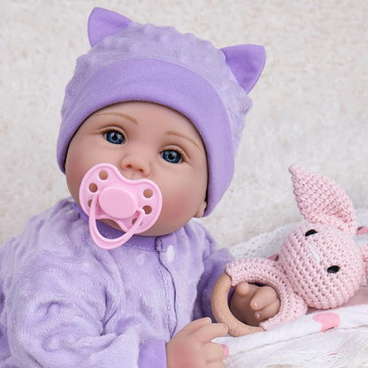 Milidool Lifelike Reborn Baby Dolls Girl-18 inch Realistic Newborn Baby Dolls for Kids Age 3 +,Purple Clothes