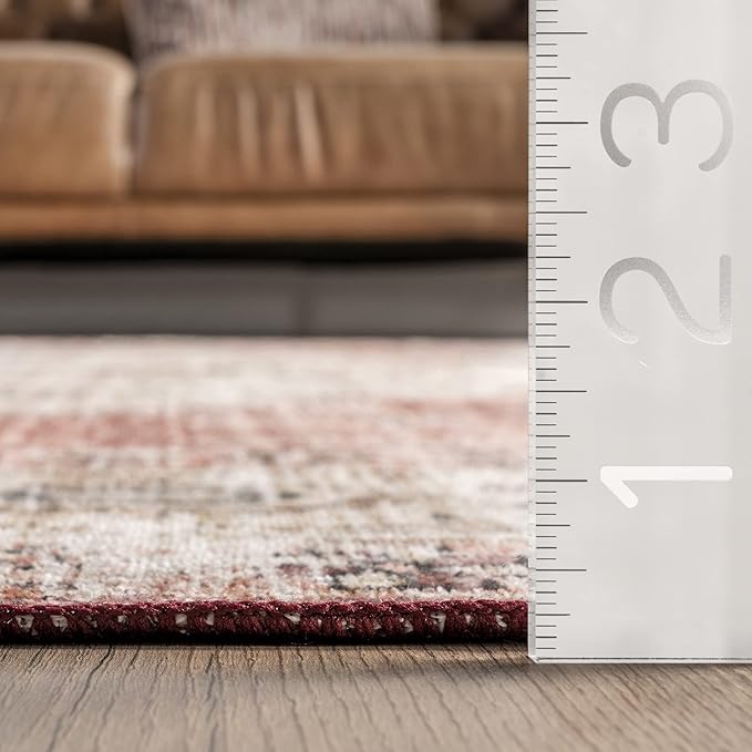nuLOOM Emani Machine Washable Medallion Ultra Thin Area Rug, 5' x 8', Multi
