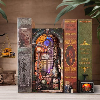 Book Nook Kit DIY Miniature House Dollhouse Judy's Magic World | 3D Wooden, Bookshelf Nook Story, Mini House Gifts, For Adults