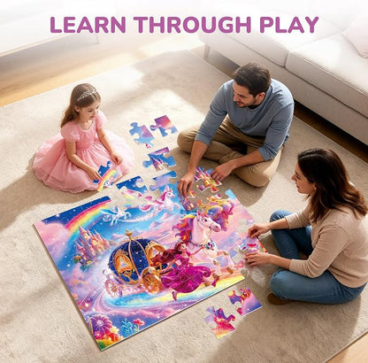 BenBen Floor Puzzles for Kids, 52 Piece Jumbo Mermaid Puzzle for Kids Ages 4-6, Large Jigsaw Puzzle for Toddlers 3-5, Mermaid Toys Birthday Gift for Girls Boys