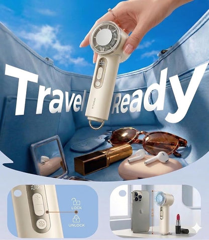 TORRAS COOLiFY iva Handheld Fan with Ice Cooler, [Chill by 50°F], 0-100 Adjustable Speed, Super Mini Powerful Portable Fan 4900mAh Rechargeable, Hand Fans for Travel Essentials,Mothers Day Gifts,Ivory