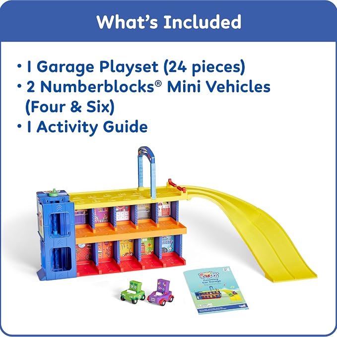 hand2mind Counting Car Garage, Race Car Track, Toy Vehicle Playsets, Parking Garage, Pretend Play Sets for Preschoolers, Preschool Math Learning Activities, Numbers for Toddlers, Kids Birthday Gifts