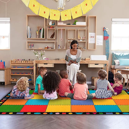 Booooom Jackson Classroom Rug, Large ClassroomSeating Rug 7'5"x13'Classroom Carpet with Non-Slip Backing, Elementary Classroom Area Rug Preschool Rug