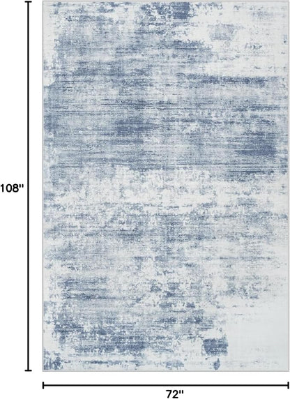 6x9 Area Rugs Washable Rug: Large Modern Abstract Living Room Rug Soft Anti-Skid Thin Carpet Indoor Floor Non-Shedding Carpets for Bedroom Dining Room Farmhouse Nursery Home Office Blue White