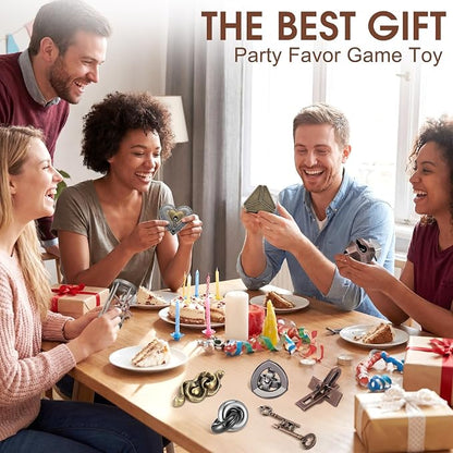 Wettarn 9 Pcs Metal Brain Teaser Puzzles 3D Steel Puzzle Set for Adults IQ Logic Challenge Disentanglement Unlock Interlocking Games Smart Logic Test Toys for Adults Mind Challenge(Stylish Style)