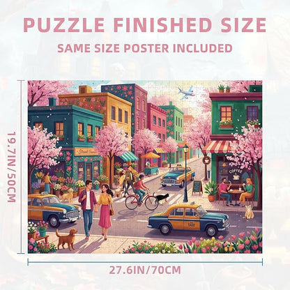 Nattork Jigsaw Puzzles 1000 Pieces for Adults, Families (Sakura Strasse) Pieces Fit Together Perfectly