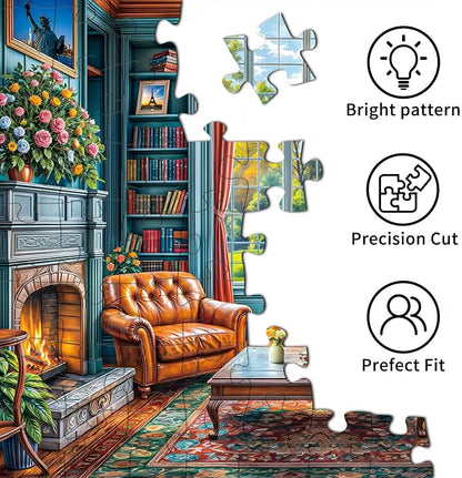 Warm Study Room Puzzles for Adults 1000 Piece, Jigsaw Puzzles for Adults, Adult Challenging Game Toys, Impossible Puzzle, Family Decoration Puzzle