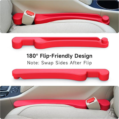 Givifive Car Seat Gap Filler Set of 2, 3IN1 Seat Side Gap Filler Plug with Storage Slot & Hook Function, Soft Foam Universal Fit Car SUV Truck Fill Gap Between Seats Console Organizer (Narrow Red)