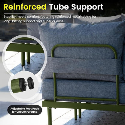 Sundale Outdoor 9 Pieces Patio Furniture Set, U-Shaped Outdoor Sectional Sofa with 6 Inch Olefin Cushion and Coffee Table, Modern Metal Outdoor Conversation Sets for Backyard, Poolside