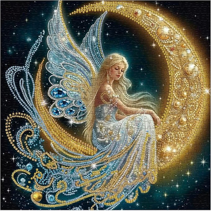Beautiful Moon Angel Puzzles for Adults 1000 Pieces, Colorful Diamond Gem Aesthetic Jigsaw Puzzles, Impossible Pretty Art 1000 Piece Challenging Puzzle