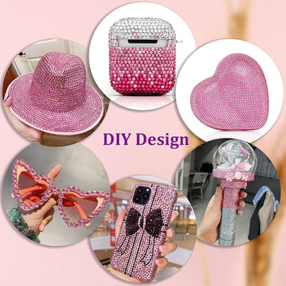 25000Pcs Resin Rhinestones for Crafting, Dark Pink 2-6mm Mixed Sizes Non Hotfix Flatback Gems with 1Pcs Glue, Bedazzling Crystal for DIY Craft Clothing Mugs Tumblers Shoes Fabric Decor Nail Art