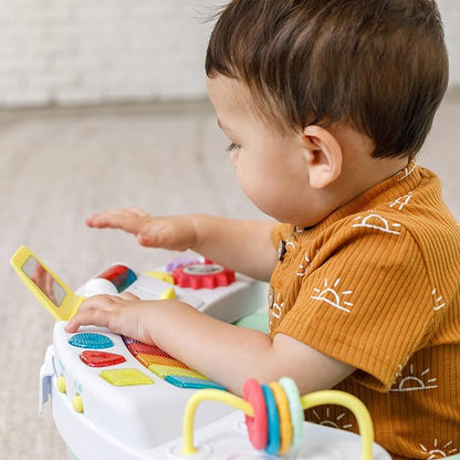 Infantino Music & Lights 3-in-1 Discovery Seat & Booster, Toddler Booster Seat for Dining Table or Kitchen Chair, Baby Activity Center & Snack Tray, Mint