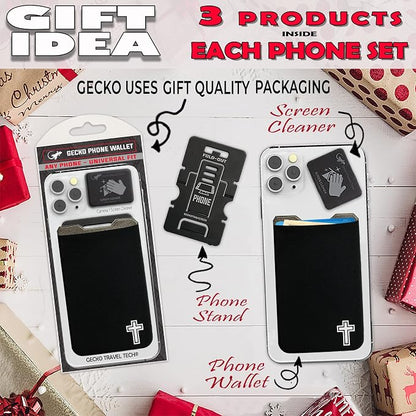 Phone Wallet - Adhesive Card Holder - Cell Phone Pouch - Stick on Lycra Pocket by Gecko - Carry Credit Cards and Cash