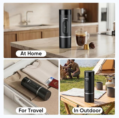 Portable Espresso Machine for Travel, Mini Coffee Maker Works with Capsules & Ground Coffee, USB-C Rechargeable for Outdoor Camping Car RV Business Trips