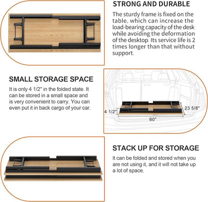 Need Home Office Desk - Large Computer Desk Sturdy Table Foldable Desk Gaming Computer Table No Assembly Required AC5BB 60 inch | Black Frame Writing Gaming Work Table/Foldable Home Office Desk/Sewing Table, No Assembly Required