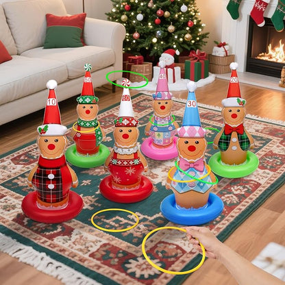 6 Pack Christmas Ring Toss Games, Gingerbread Man Inflatable Ring Toss Game,Christmas Party Games for Kids,Adults,Family,Indoor Outdoor Game Garden Toys Gifts