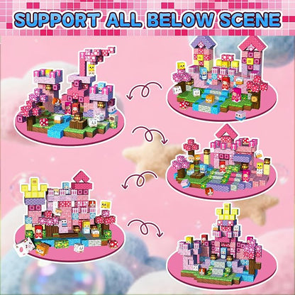 300PCS Magnetic Blocks Building Toys for Kids - 0.8in Magnet Cubes Cherry Blossom Forest Theme Toddler Toys, STEM Preschool Educational Sensory Construction Set, Birthday Gifts for Boys Girls Age 3-8