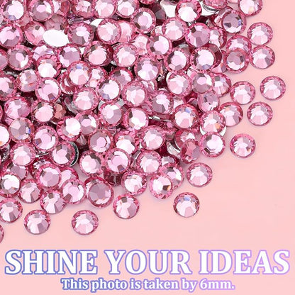 25000Pcs Resin Rhinestones for Crafting, Dark Pink 2-6mm Mixed Sizes Non Hotfix Flatback Gems with 1Pcs Glue, Bedazzling Crystal for DIY Craft Clothing Mugs Tumblers Shoes Fabric Decor Nail Art