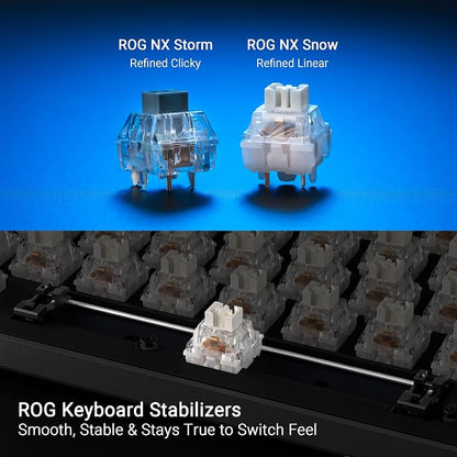 ASUS ROG Strix Scope II 96 Wireless Mechanical Gaming Keyboard – 96% Full-Size, Tri-Mode Connectivity, Hot Swappable Pre-lubed ROG NX Storm Clicky Switches, PBT Keycaps, RGB, PC/Mac Support - White