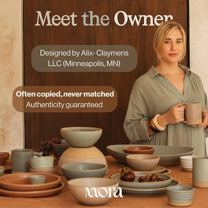 MORA Ceramics Large Tea Mug with Loose Leaf Infuser and Ceramic Lid, 18 oz, Portable, Microwave, Dishwasher Safe, Tall Coffee Cup - Rustic Matte Ceramic Glaze, Modern Herbal Tea Strainer, Peppercorn