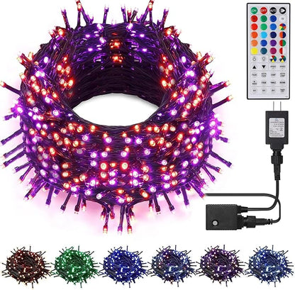 LJLNION 98.5ft Christmas Lights Color Changing with Remote, 300 LED RGB Fairy String Lights Halloween Decorative Lights, 8 Lighting Modes & Timer, Plug in Indoor Outdoor Xmas Wedding Party Decor