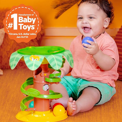 Bright Starts Tropical Twirl Ball Play Toy with Lights & Music, 5 Balls Included, Unisex, 6 Months+