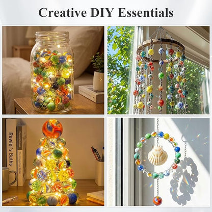 Shindel 125PCS Glass Marbles Bulk, Assorted Sizes Colorful Marbles - Great Gift Option for Collectors, Home Decor & Traditional Games