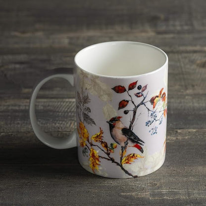 Maison d' Hermine Coffee Mug with Handles Tea Cups (15 Ounce, Pack of 1) | Fine Bone China Coffee Mugs for Hot Beverages Cappuccino Latte Home Restaurant Spring Summer -Equinoxe - Grey - Sparrows
