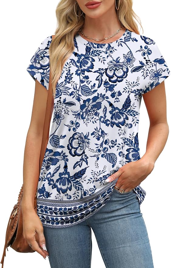 Alaroo Womens Summer Tops Short Sleeve Shirts Crew Neck Tshirt Cute Trendy Tunic Blouses (S-3XL)