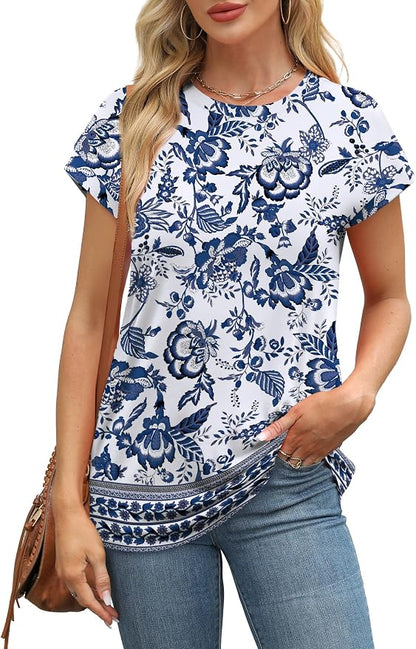 Alaroo Womens Summer Tops Short Sleeve Shirts Crew Neck Tshirt Cute Trendy Tunic Blouses (S-3XL)