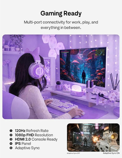Pixio PX246 Wave Purple 24 inch 120Hz Refresh Rate FHD 1080p Resolution IPS Panel 4ms GTG Response Time Gaming Monitor with Adaptive Sync
