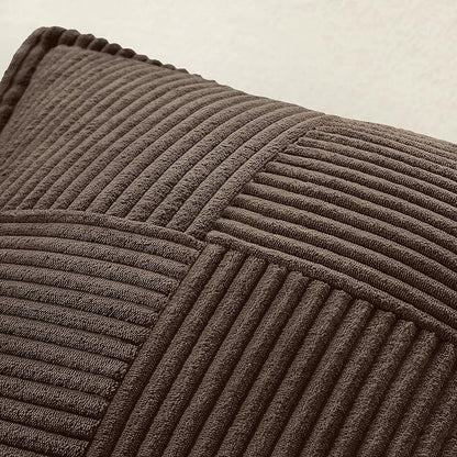 MIULEE Decorative Throw Pillow Covers for Couch Bed Livingroom 20x20 Inch Set of 2 Dark Brown Boho Accent Throw Pllows Broadside Striped Patchwork Soft Corduroy Pillowcases