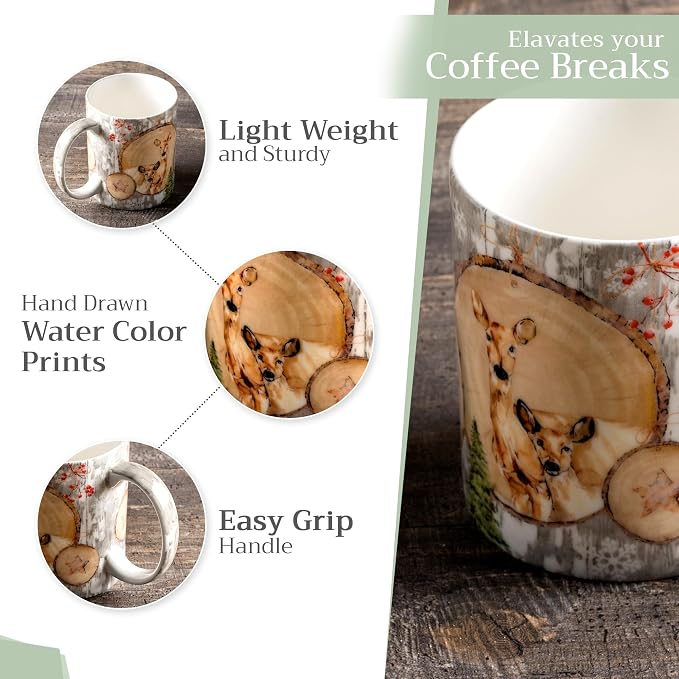 Maison d' Hermine Coffee Mug with Handles Tea Cups (12 Ounce, Pack of 1) | Fine Bone China Coffee Mugs for Hot Beverages Cappuccino Latte Home Restaurant Hotel Spring Summer -Mountain Life - Winteralp