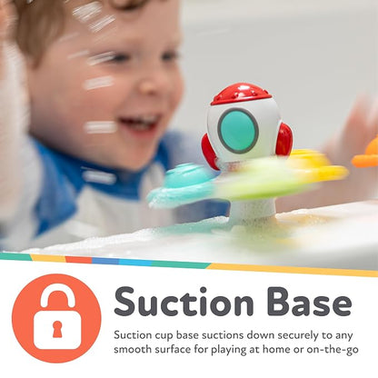 Nuby Suction Spinner Toys with Spinning Poppers – 3 Pack Baby Fidget Toys for High Chair & Bath, Space Theme, 12m+