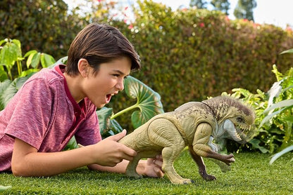 Mattel Jurassic World Rebirth Distortus Rex Rumble N Rampage Dinosaur Action Figure 22 Inch with 2 Attack Actions, Content-Accurate, Digital Play
